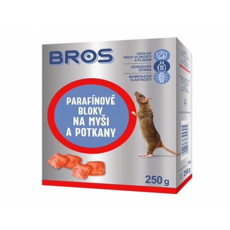 Rodenticid BROS parafínové bloky na myši a potkany 250g